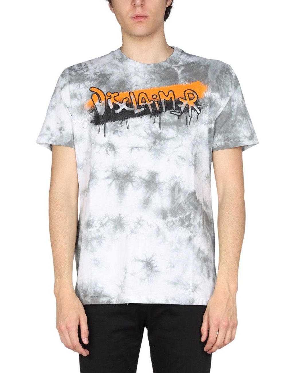 DISCLAIMER White Logo Print T-Shirt for men