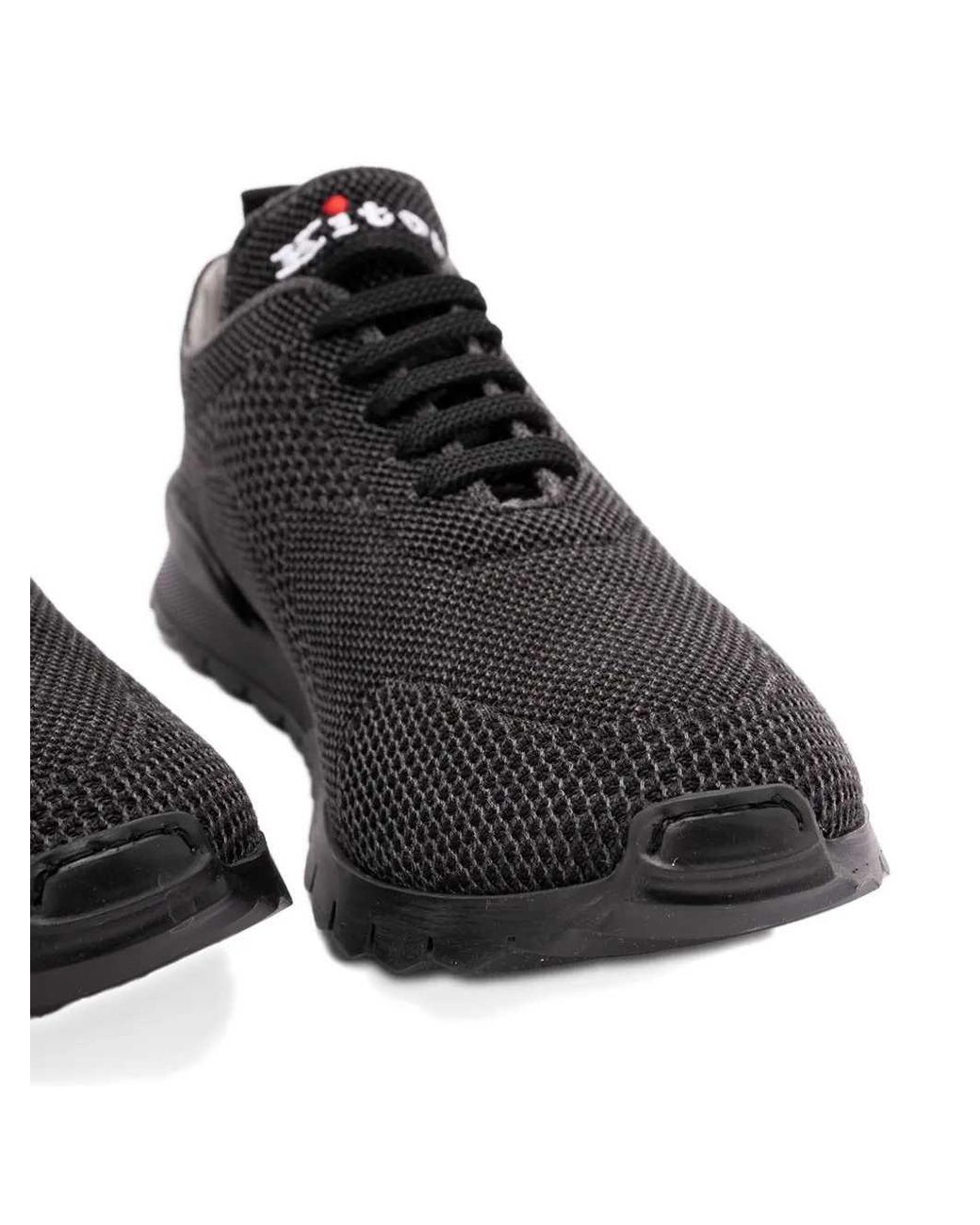 Kiton Black Lace-Up Sneakers for men
