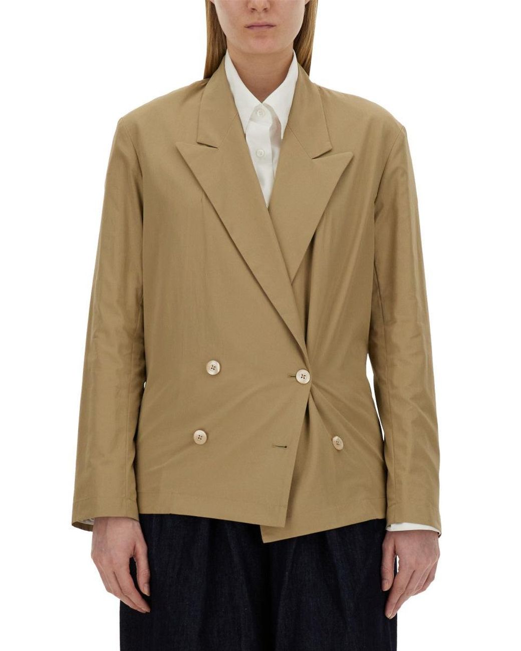 Dries Van Noten Natural Double-Breasted Cotton Shirt