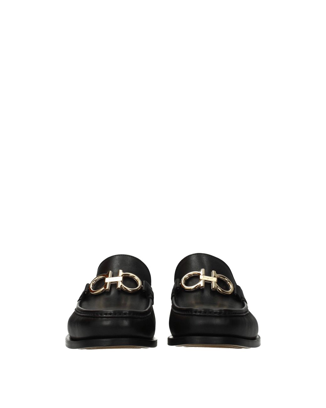 Ferragamo Black Rolo Moccasins Leather