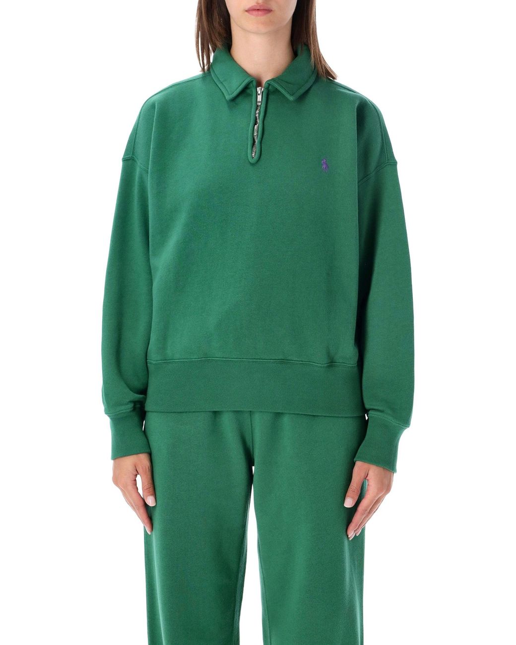 Polo Ralph Lauren Green Half-Zip Polo Collar Sweatshirt