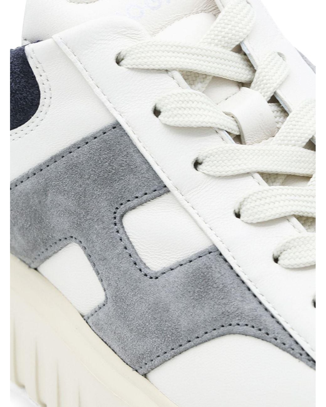 Hogan White H Stripes Leather Sneakers