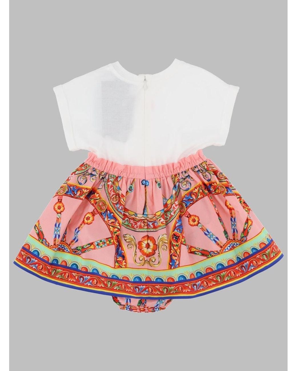 Dolce & Gabbana Gray Abito Con Culotte Con Stampa "Carretto"