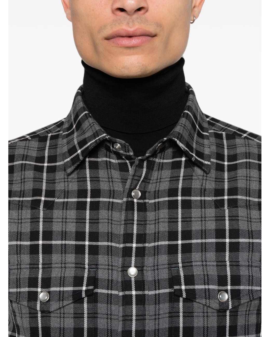 Tom Ford Gray Checked Cotton Shirt for men