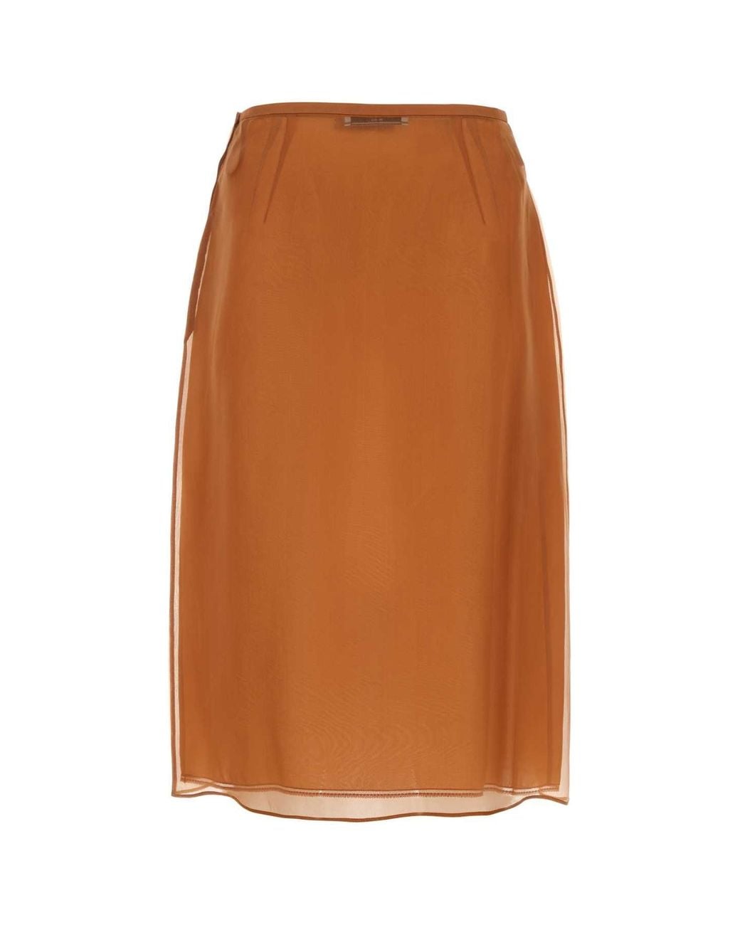 Prada Brown Copper Organza See-Through Skirt
