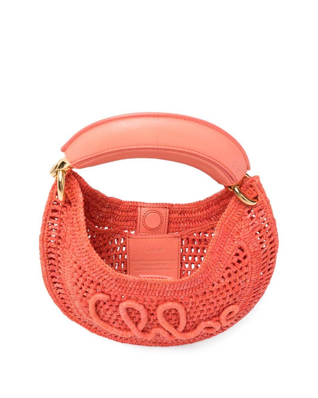 Chloé Pink Summer Banana Rafia Mini Hobo Bag