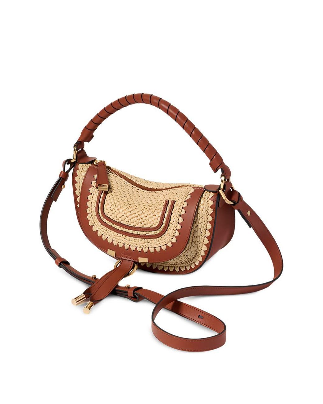 Chloé Brown Marcie Mini Rafia Shoulder Bag