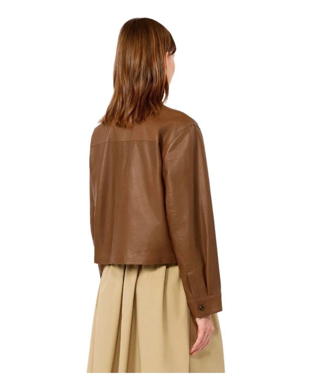 Weekend by Maxmara Brown Piovra Leather Jacket