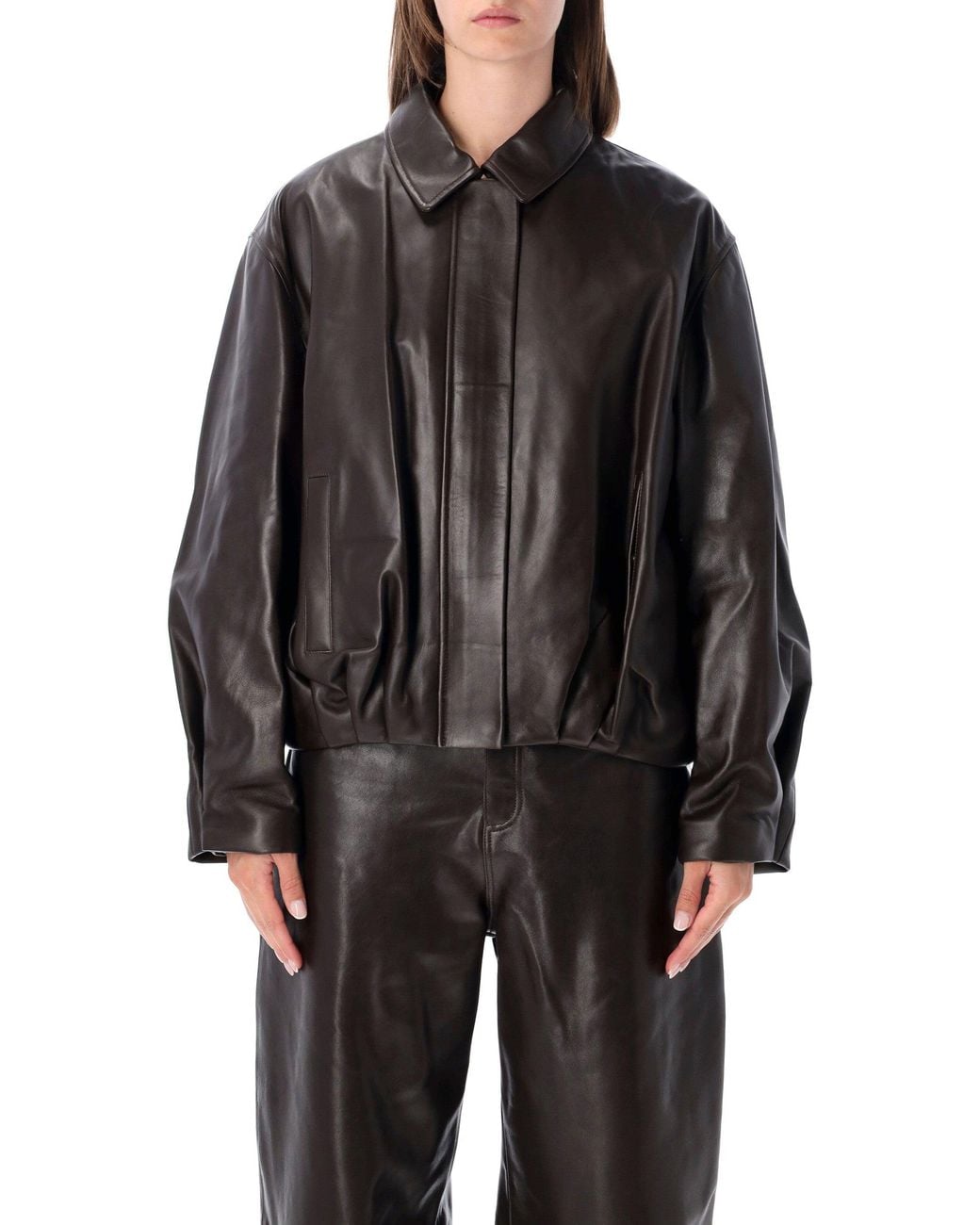 Arma Black Leather Bomber Jacket