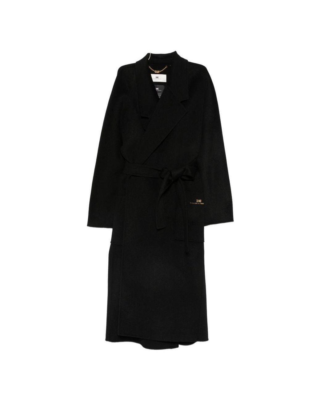 Elisabetta Franchi Black Wool Long Coat
