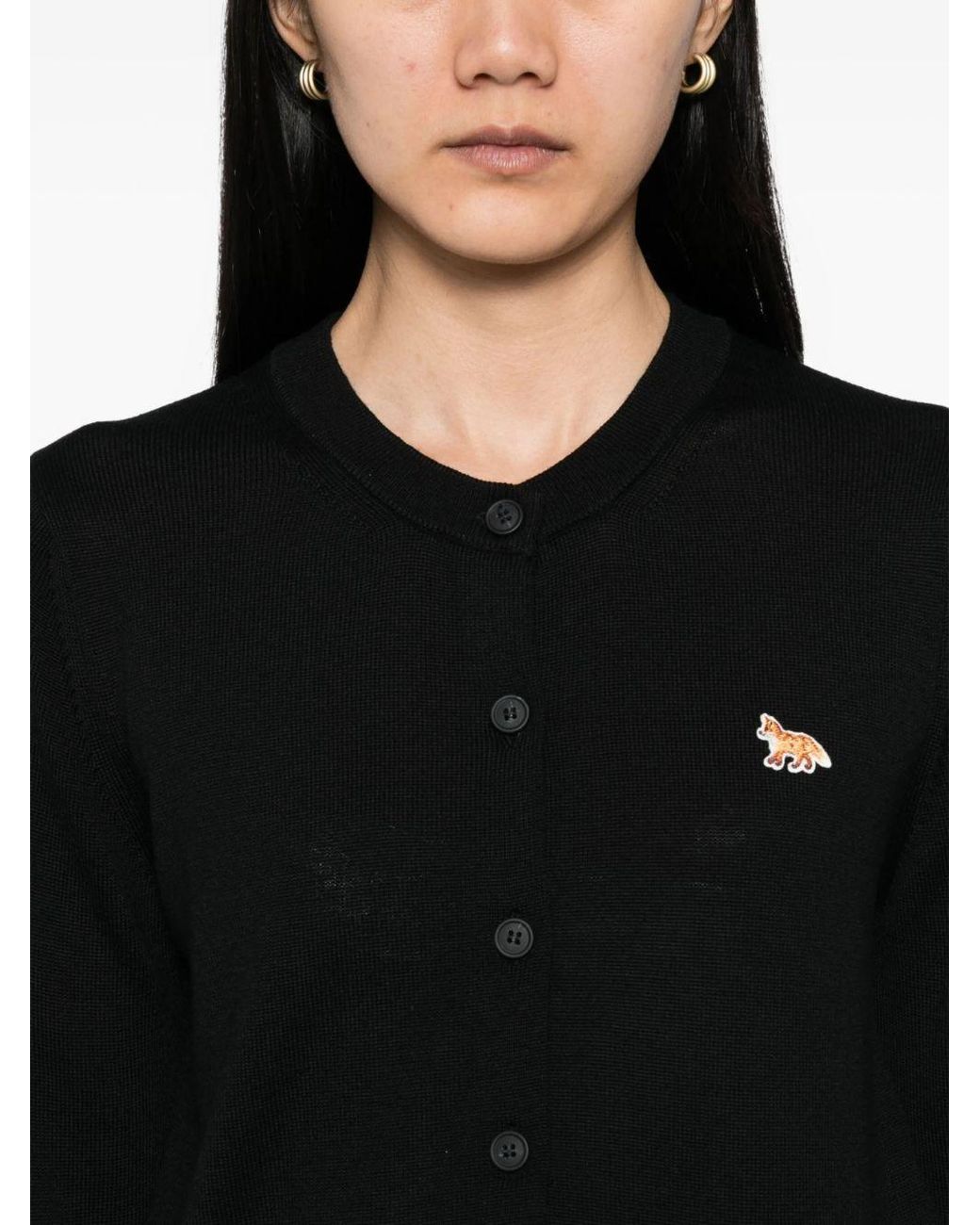 Maison Kitsuné Black Baby Fox Wool Cardigan
