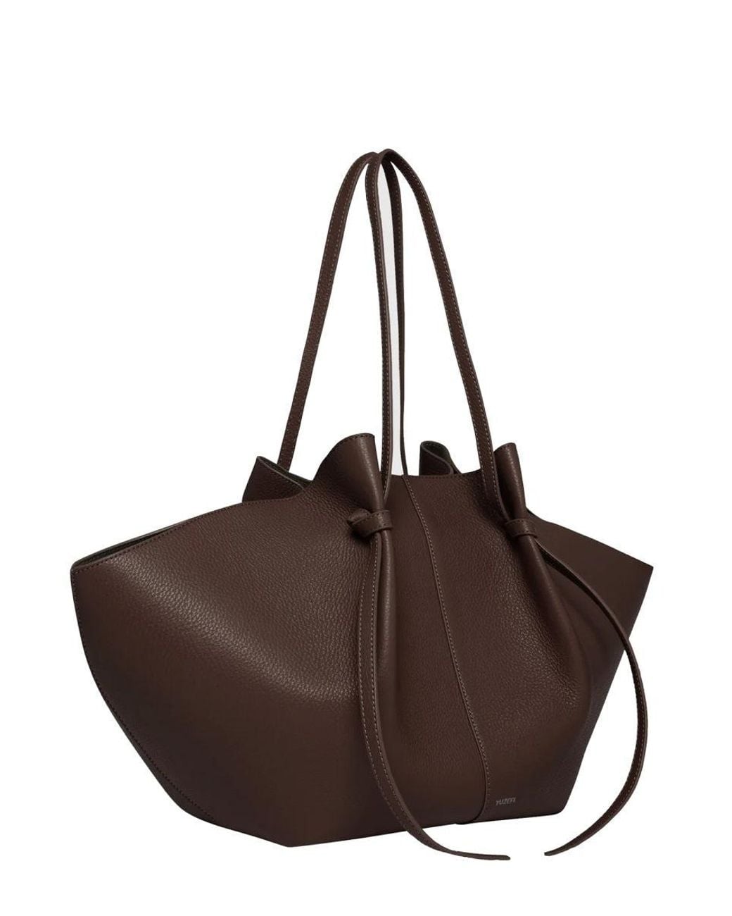 Yuzefi Brown Large Pebble-Grain Leather Tote Bag