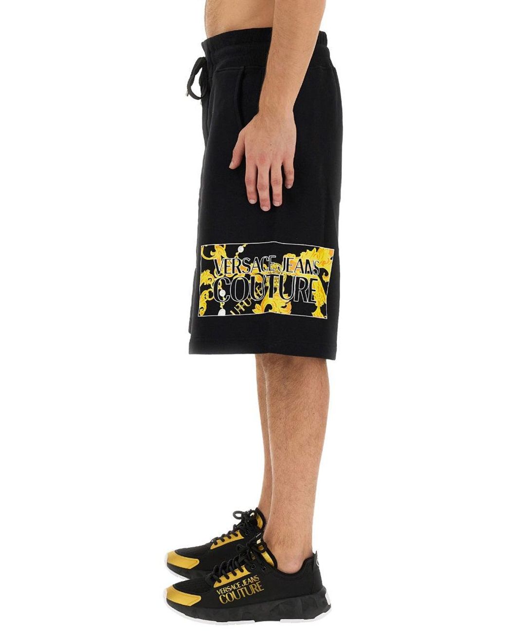 Versace Jeans Couture Black Bermuda With Logo for men