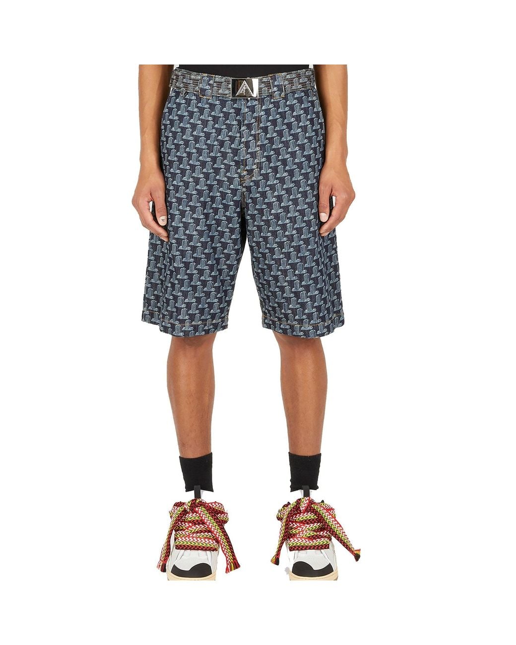 Lanvin Gray Column Monogram Shorts for men
