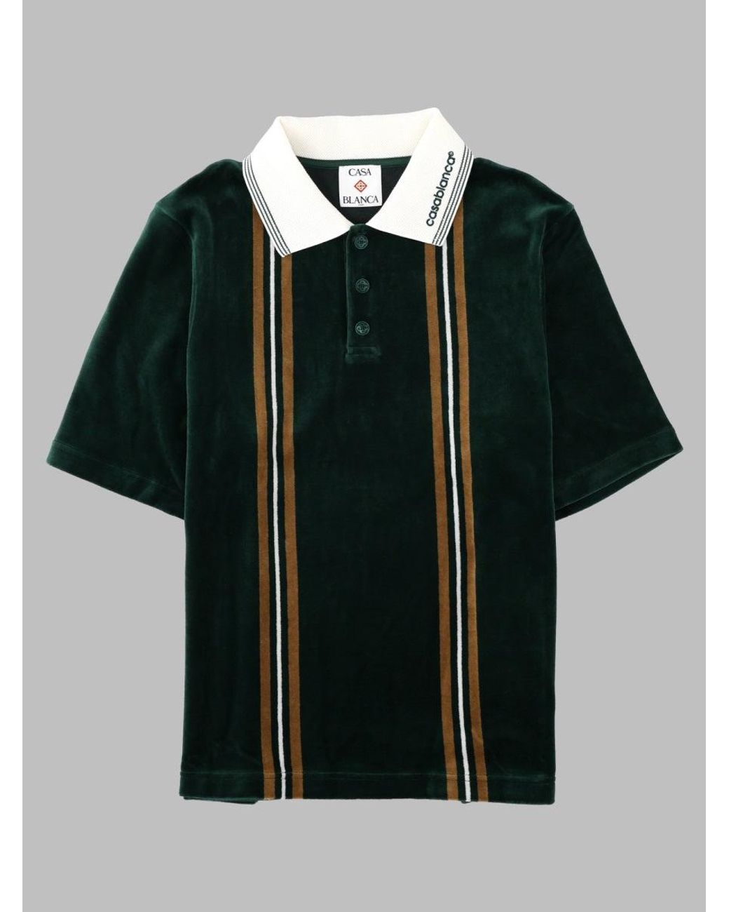 Casablanca Black Velvety Striped Cotton-Blend Polo Shirt for men