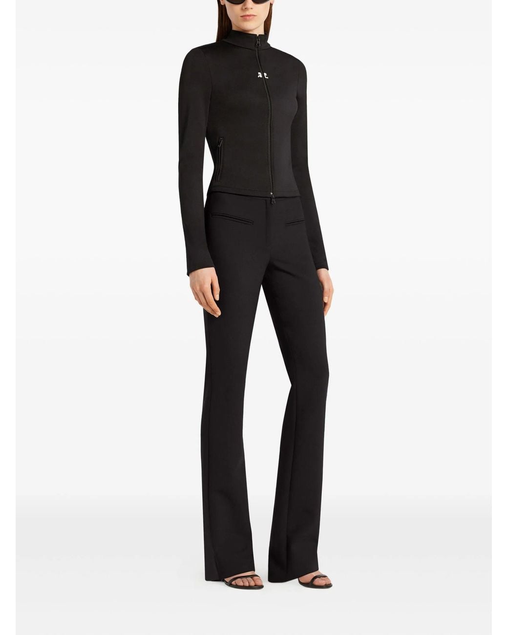 Courreges Black Biker Tracksuit Interlock Jacket
