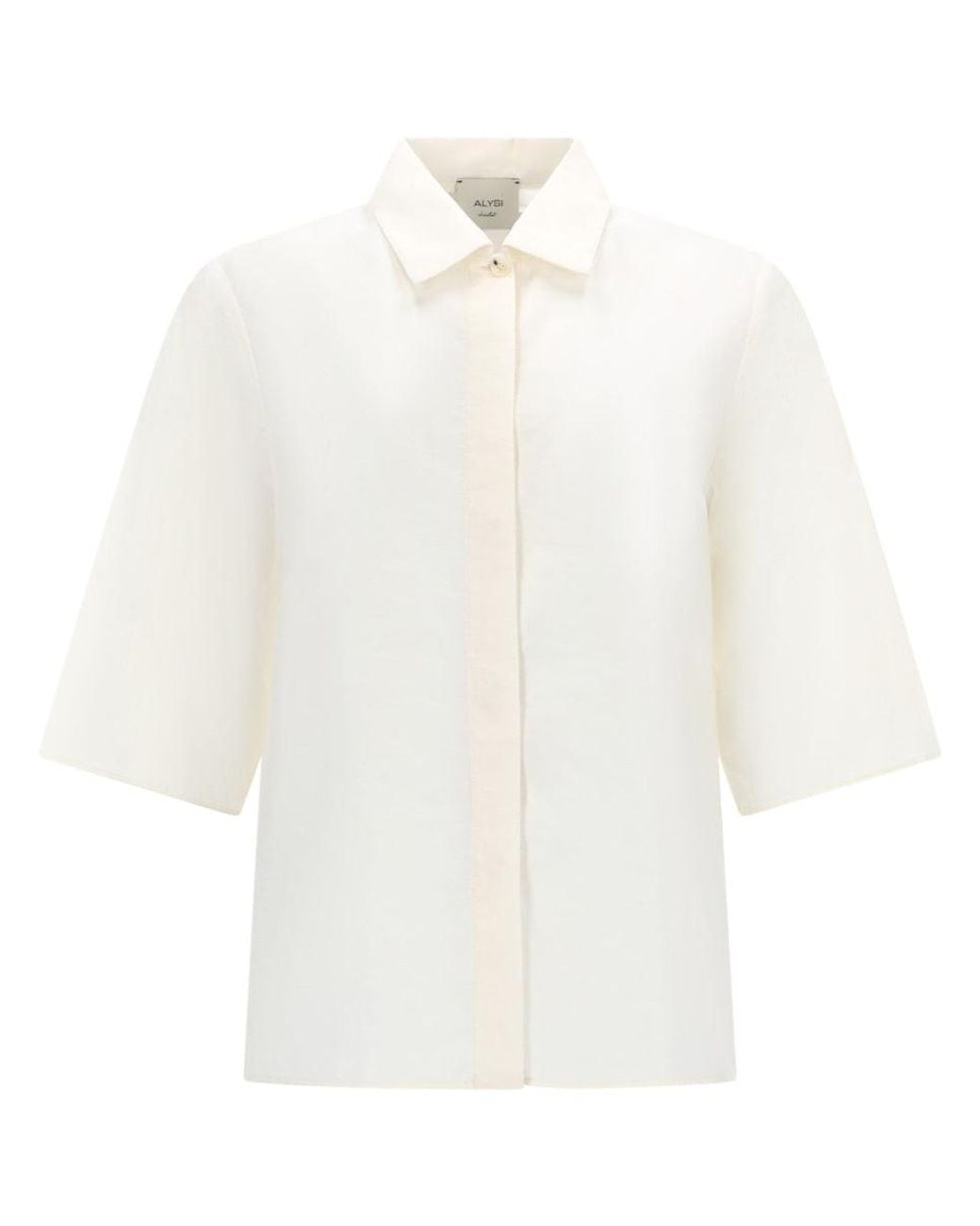 Alysi White Camicia Cropped In Seta