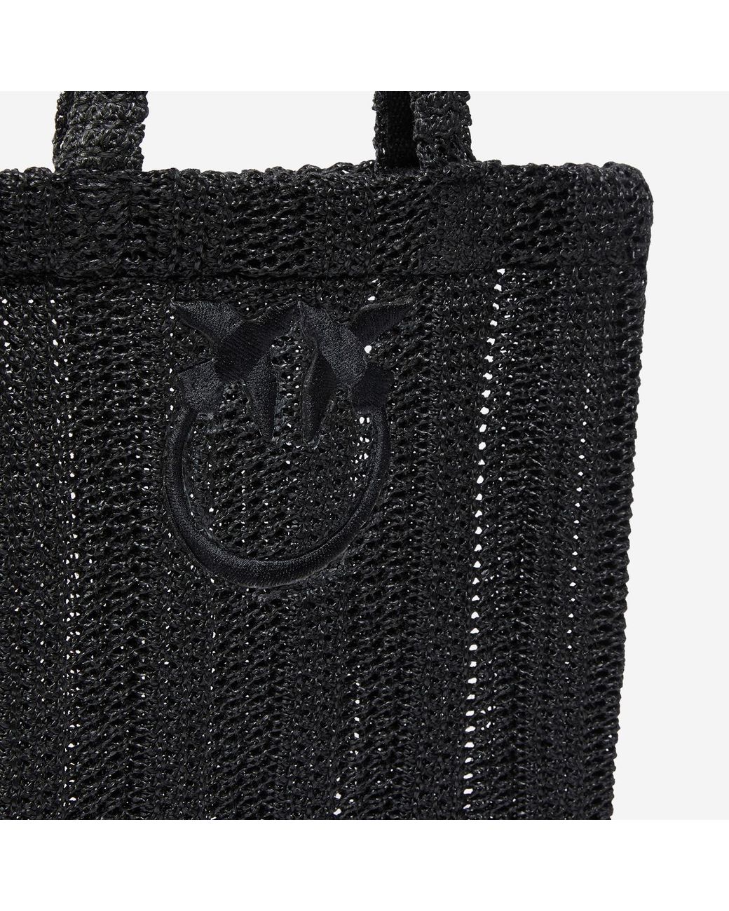 Pinko Black Easy Raffia Shopping Bag