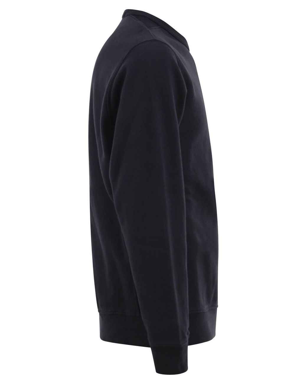 Stone Island Blue Cotton Crew Neck Sweatshirt With Compass Badge