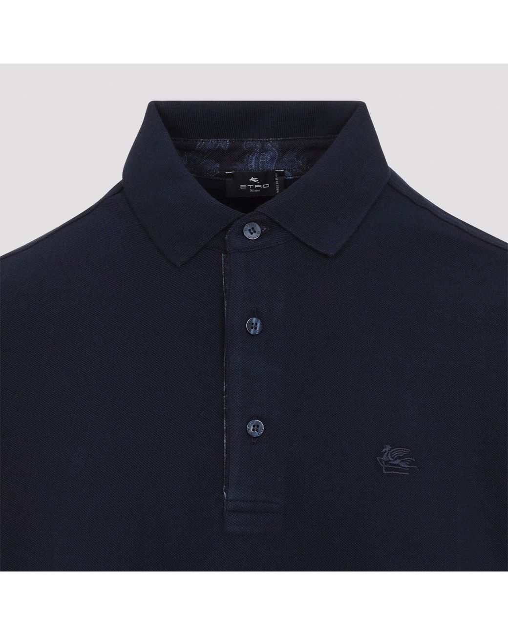 Etro Blue Roma Printed Detail Polo