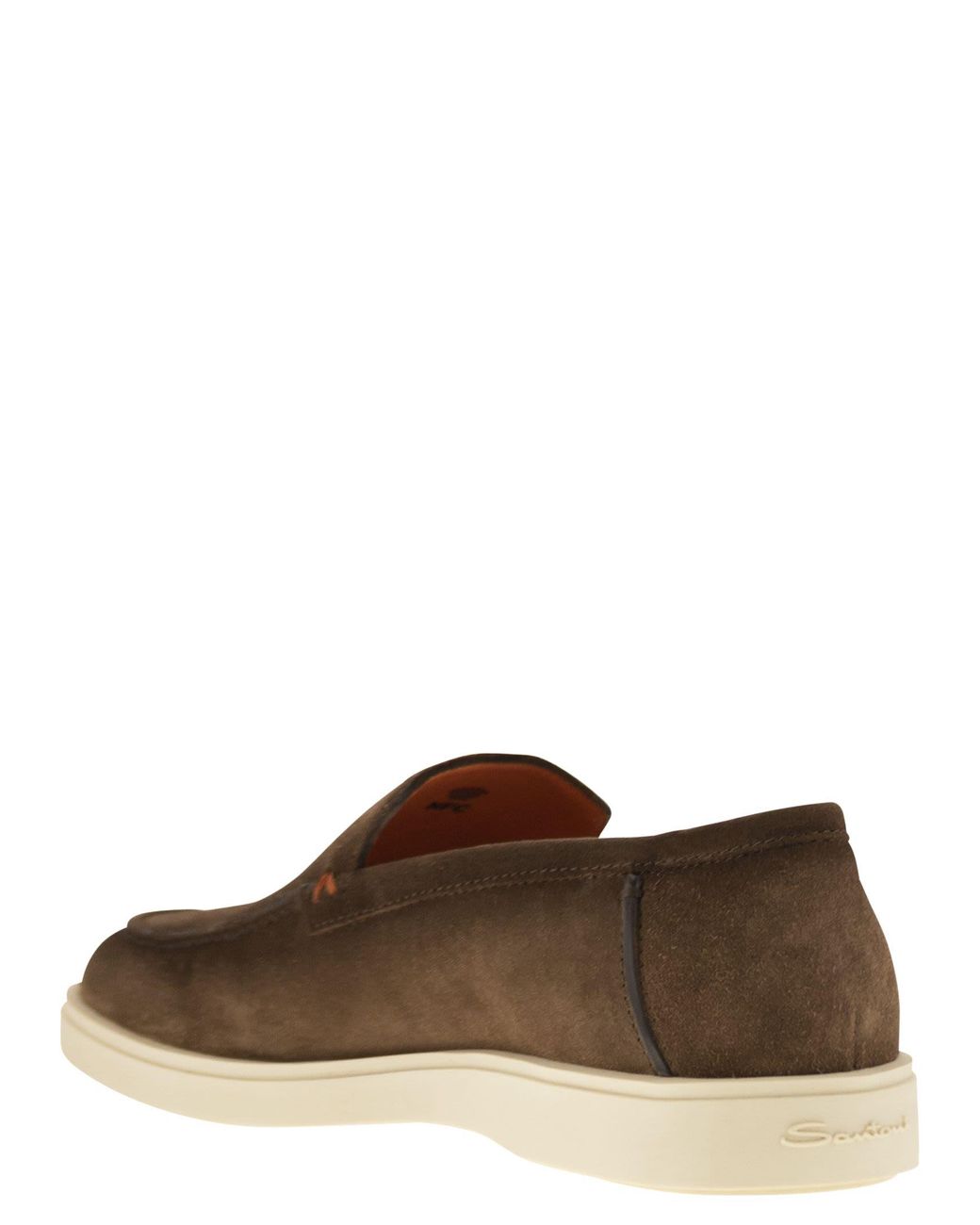 Santoni Brown Suede Moccasin for men