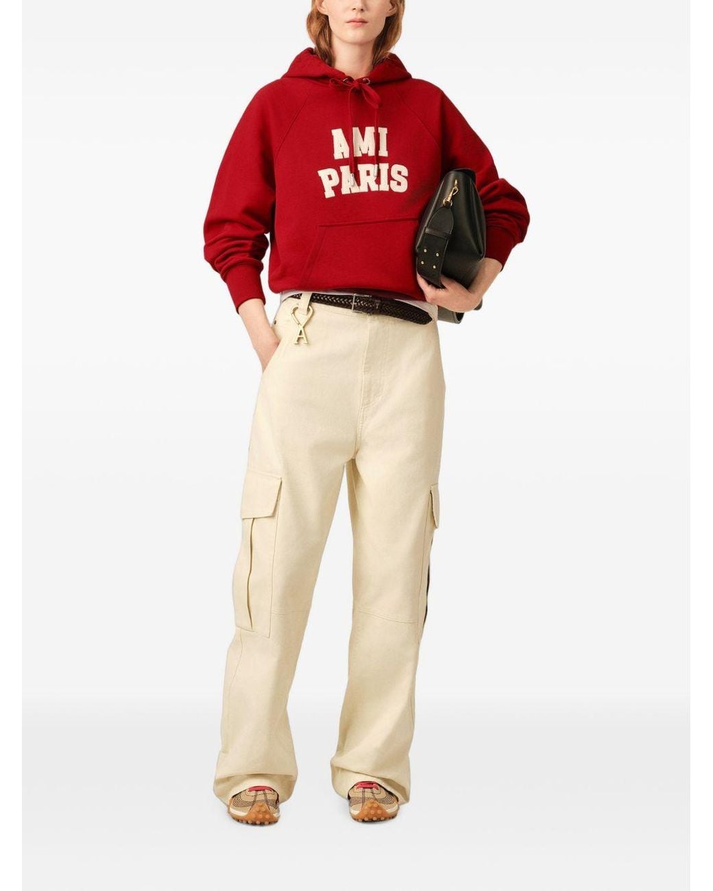 AMI Red Logo Cotton Hoodie