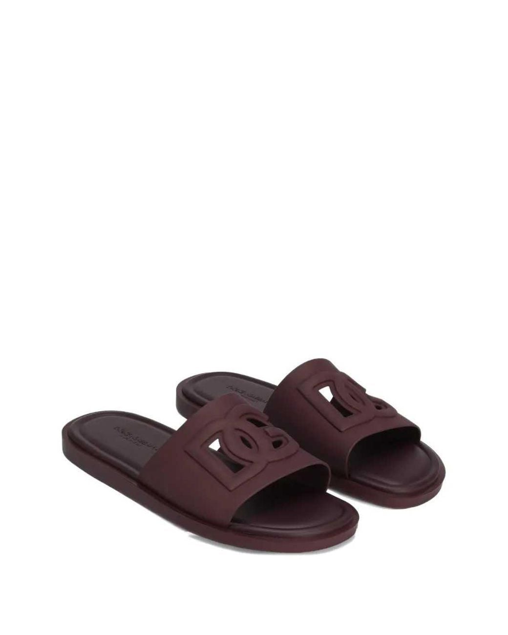 Dolce & Gabbana Purple Dolce & Gabbana Logo Slide Sandals for men