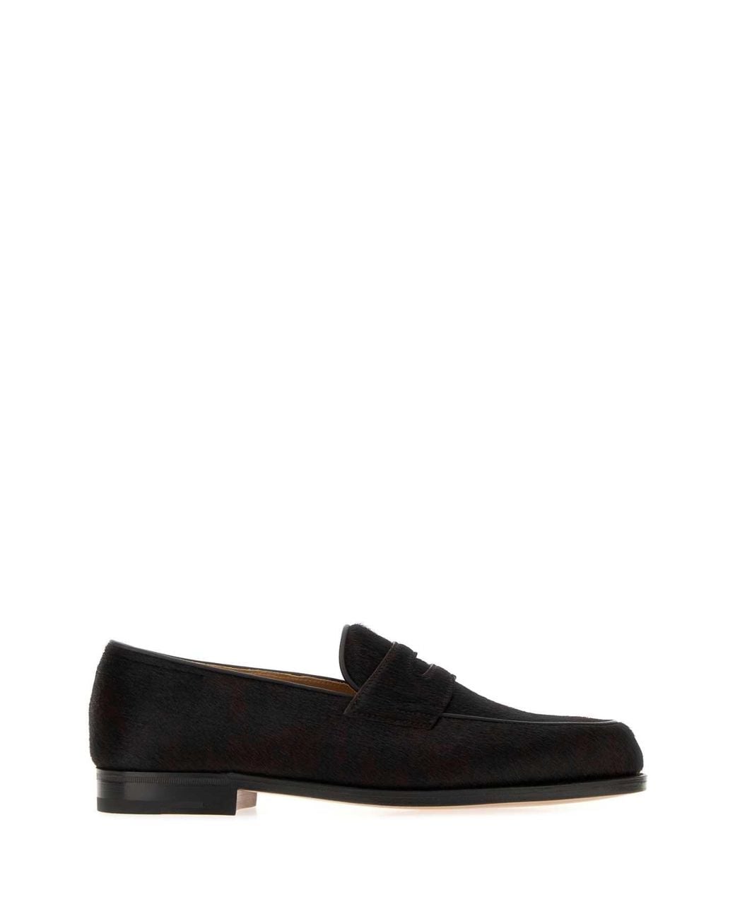 John Lobb Black Two Tone Calf Hair Lopez Loafers