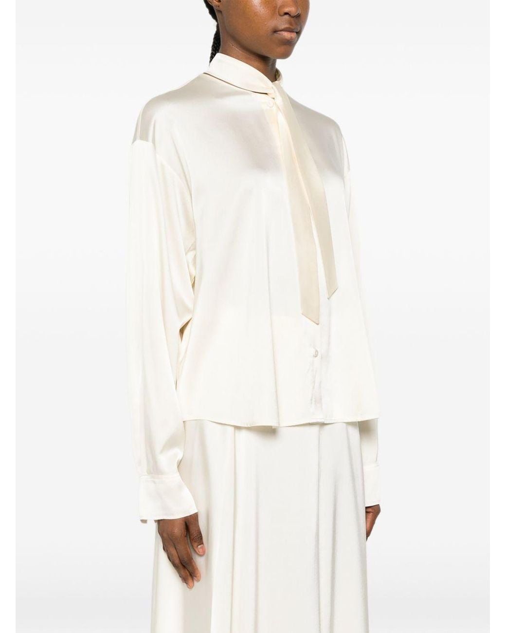 Forte_forte White Silk Bow Tie Shirt