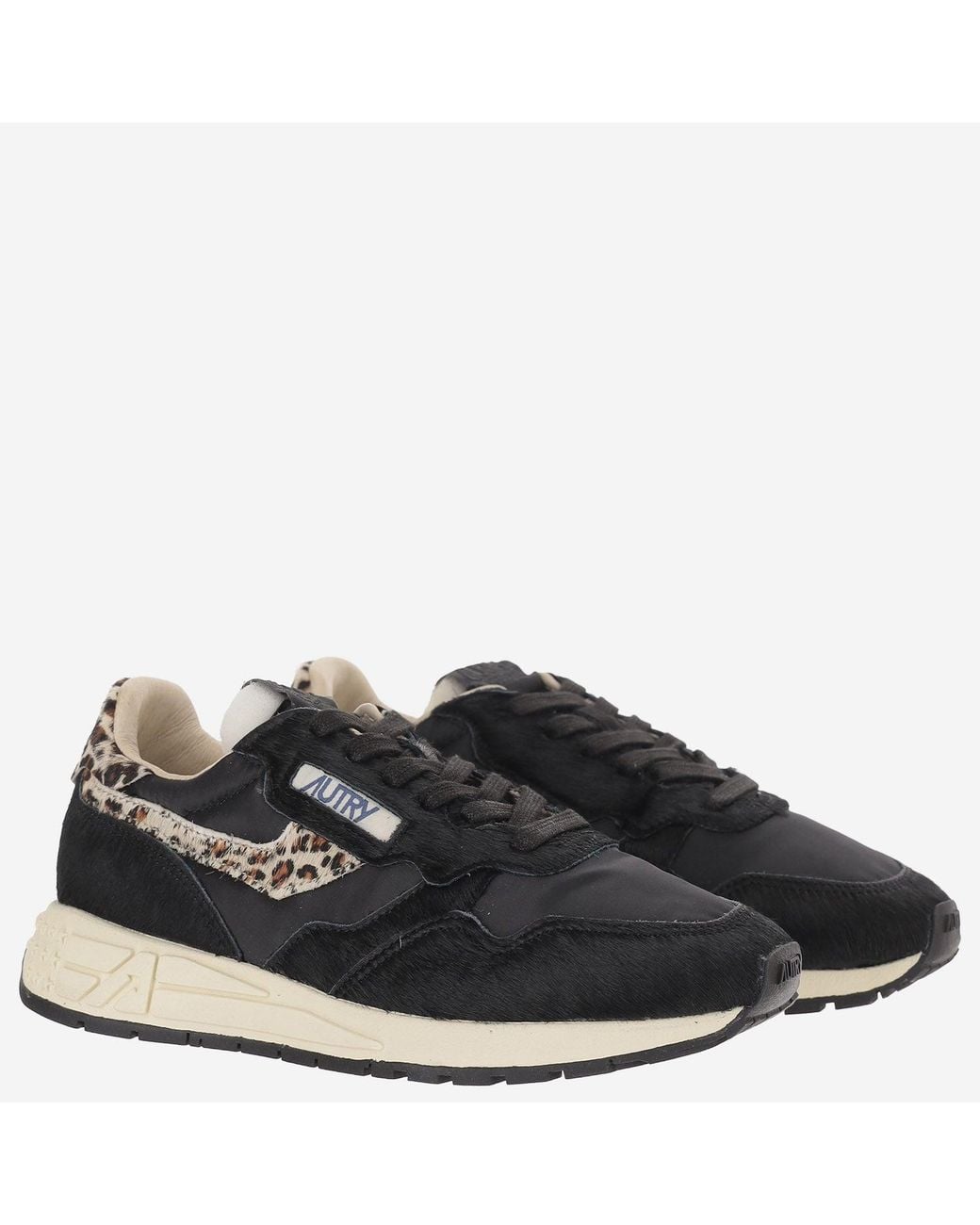 Autry Blue Ponyskin Sneakers With Contrasting Animal Print Accents