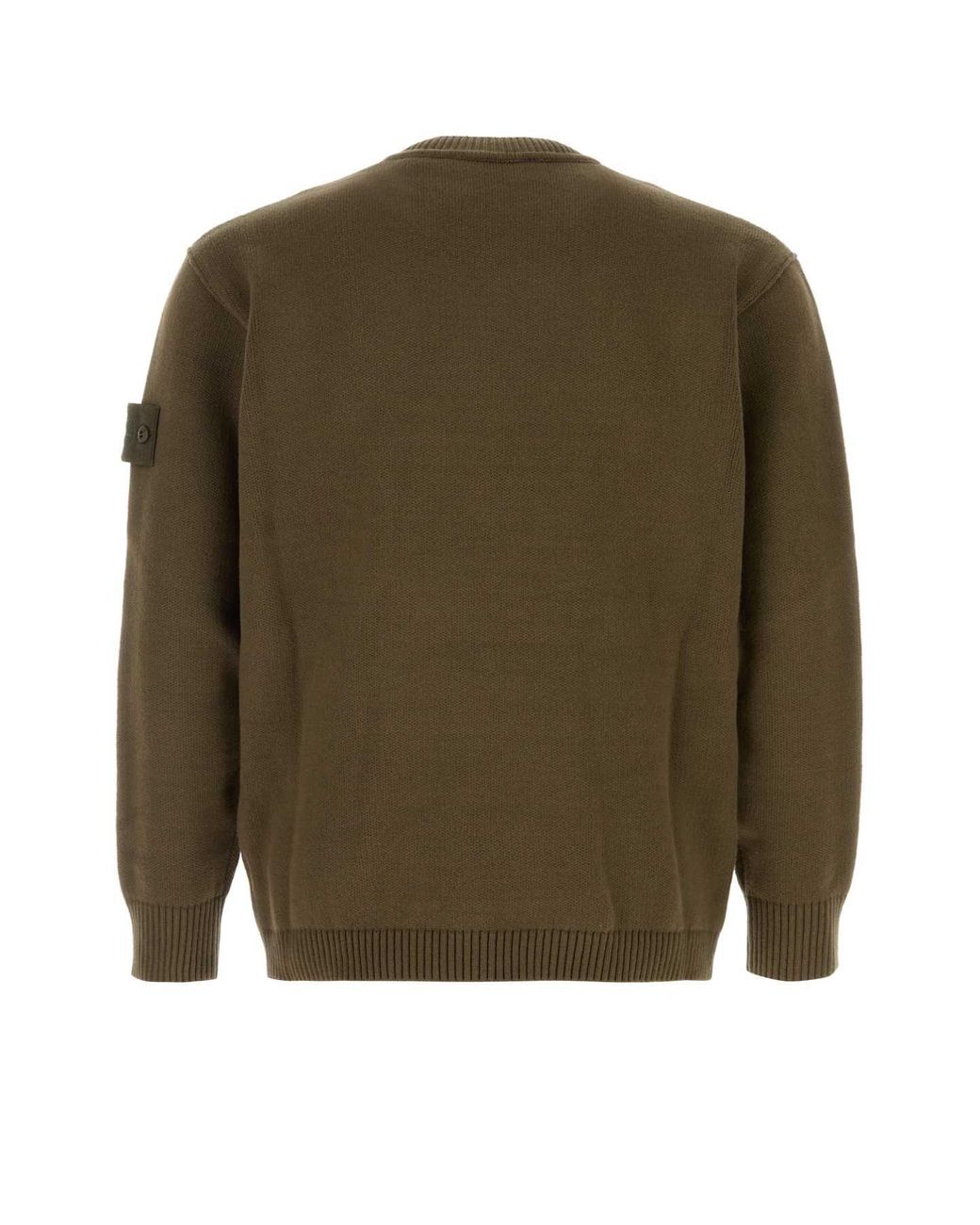 Stone Island Green Crew Neck Cotton Blend Knit Sweater for men