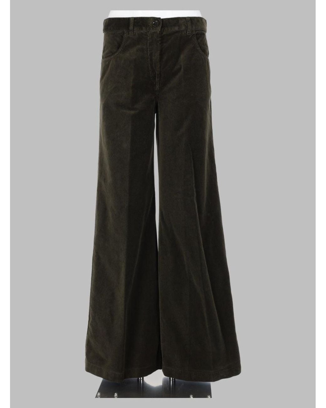 Aspesi Black Wide-Leg Cotton Velvet Trousers With High Waist And Relaxed Fit