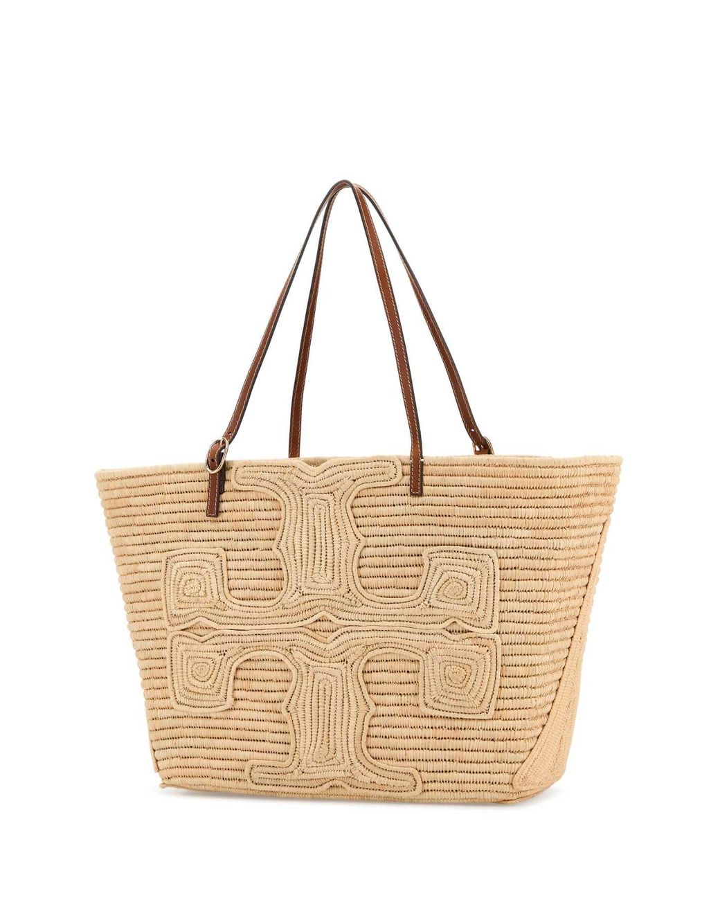 Tory Burch Natural Raffia Doum For Ella Shopping Bag