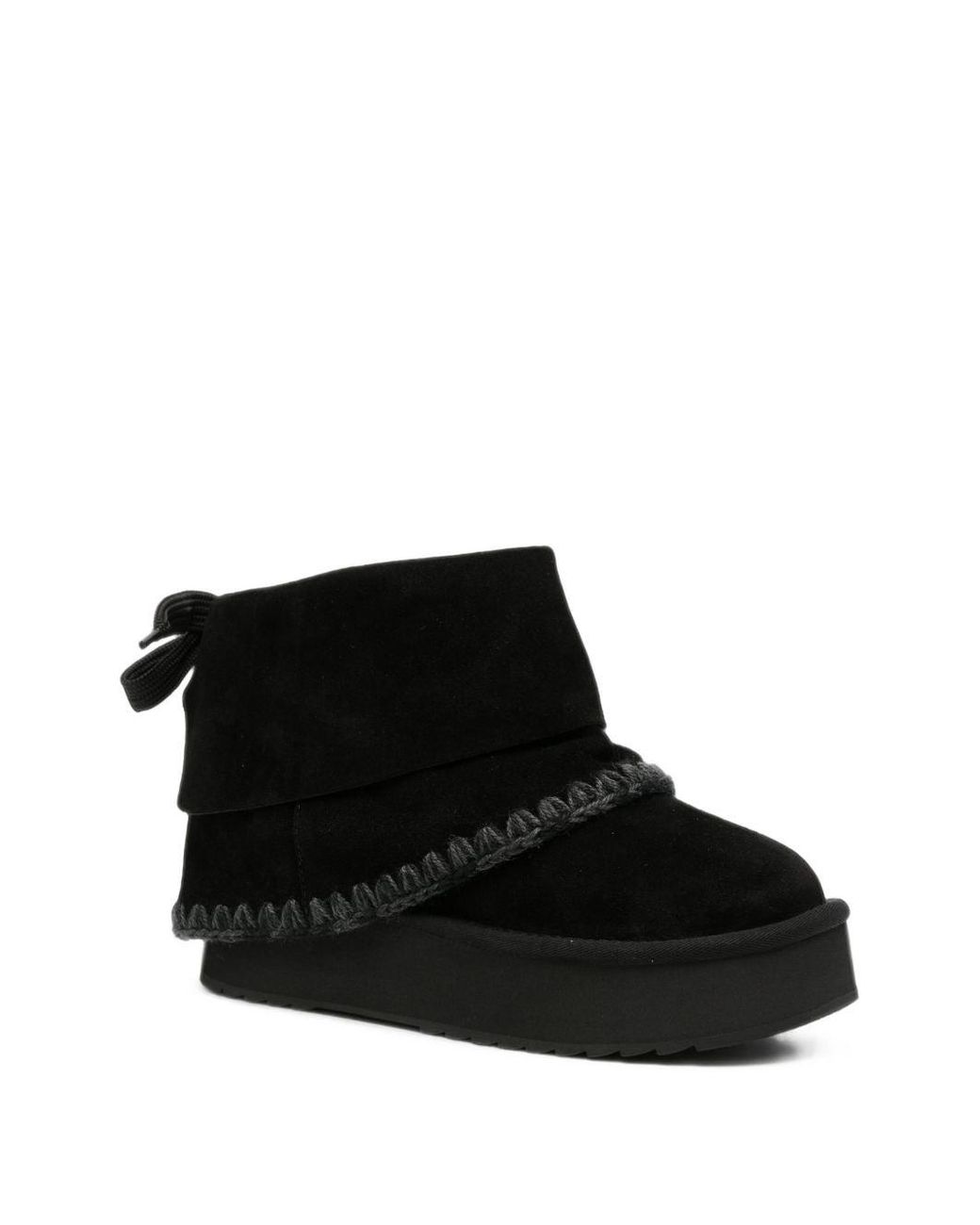 Mou Black Platform Wool Boots