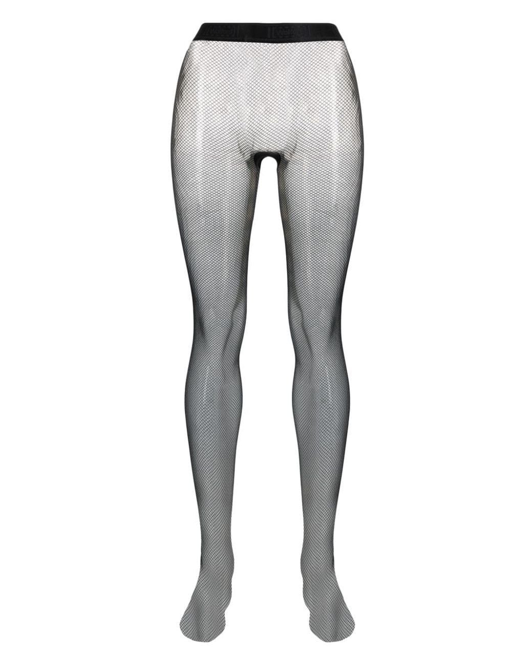 Wolford Gray Fishnet Semi-Sheer Tights
