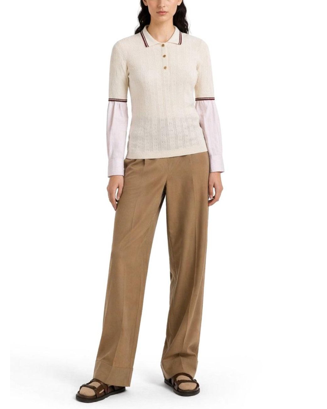 Moncler Natural Knit Cotton Polo Shirt