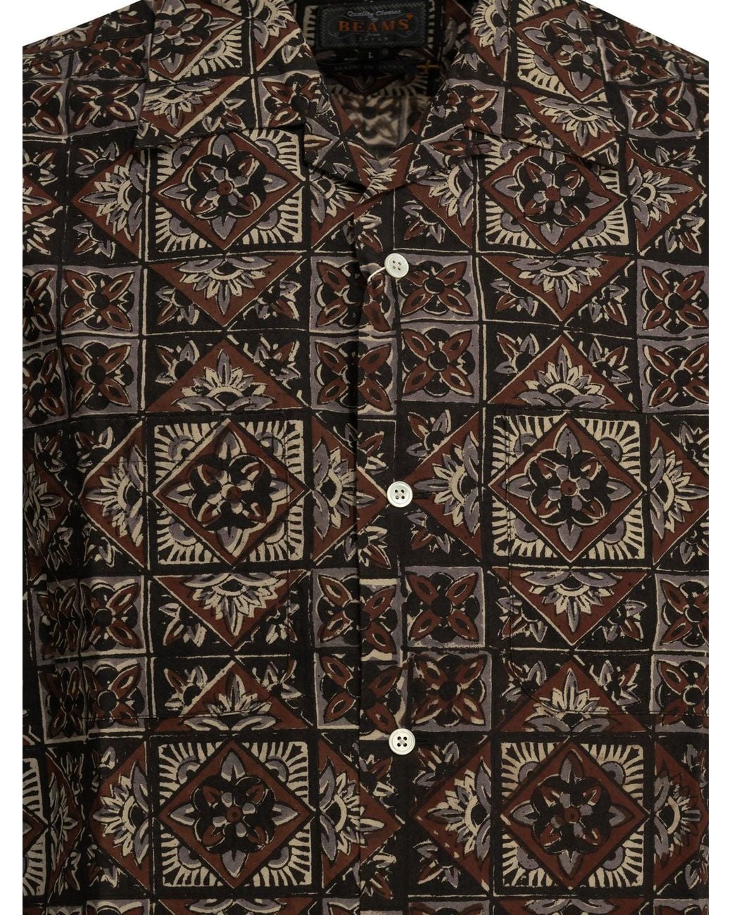 Beams Plus Black "Block Print" Casual Shirt