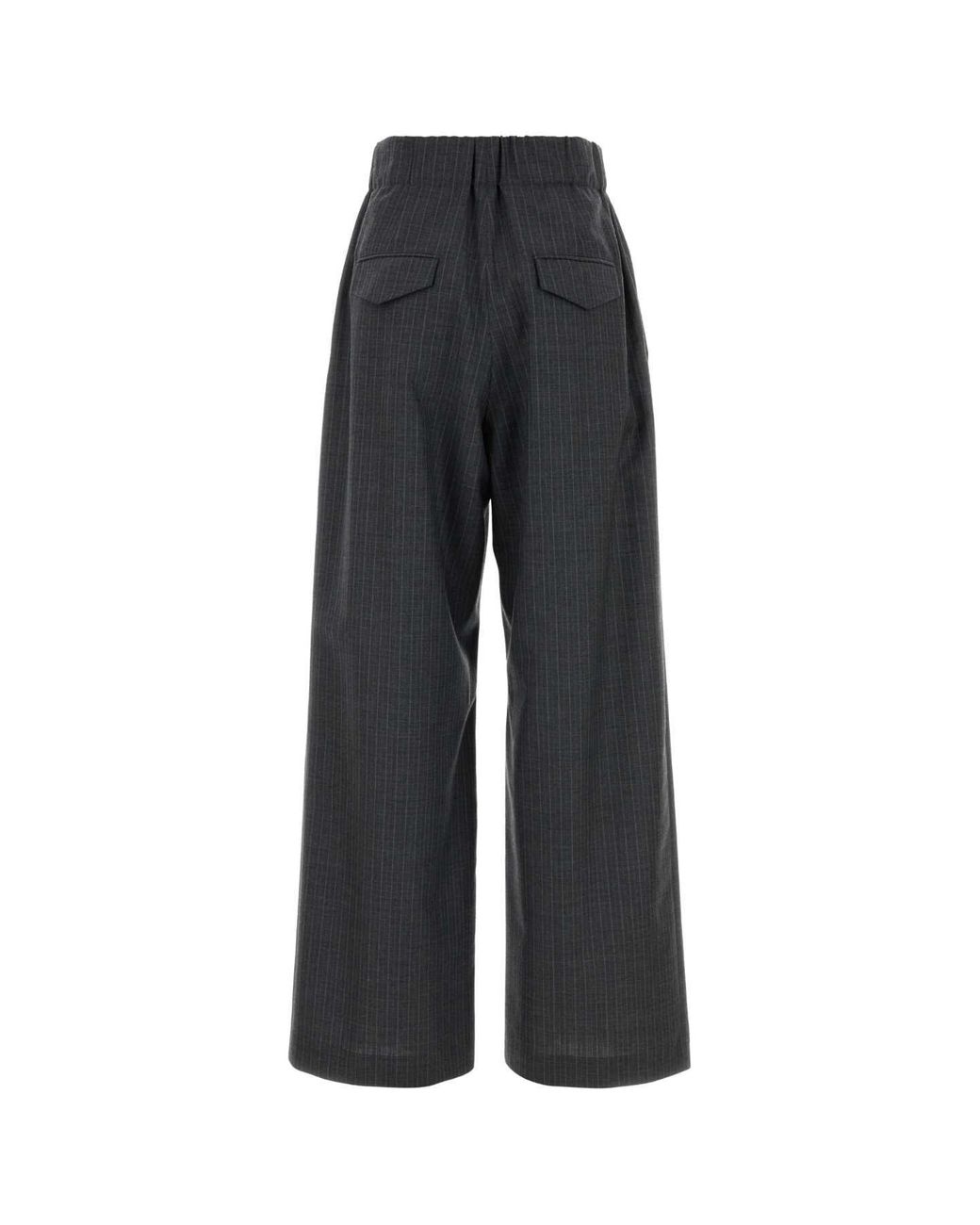 Jil Sander Black Embroidered Wool Wide-Leg Pant