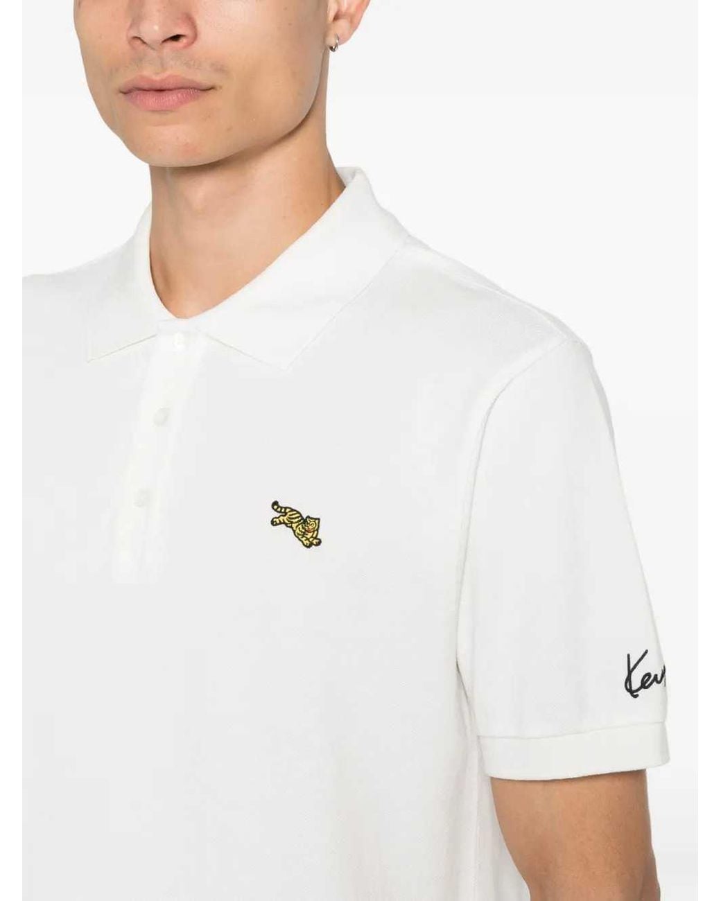KENZO White Tiger Patch Polo Shirt