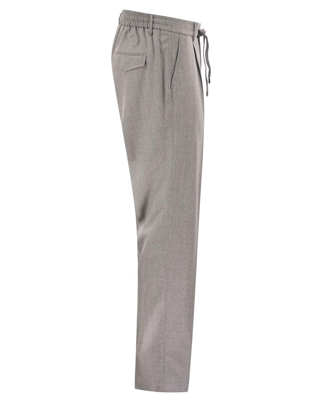 Peserico Gray Virgin Wool Tailored Jogger Trousers for men