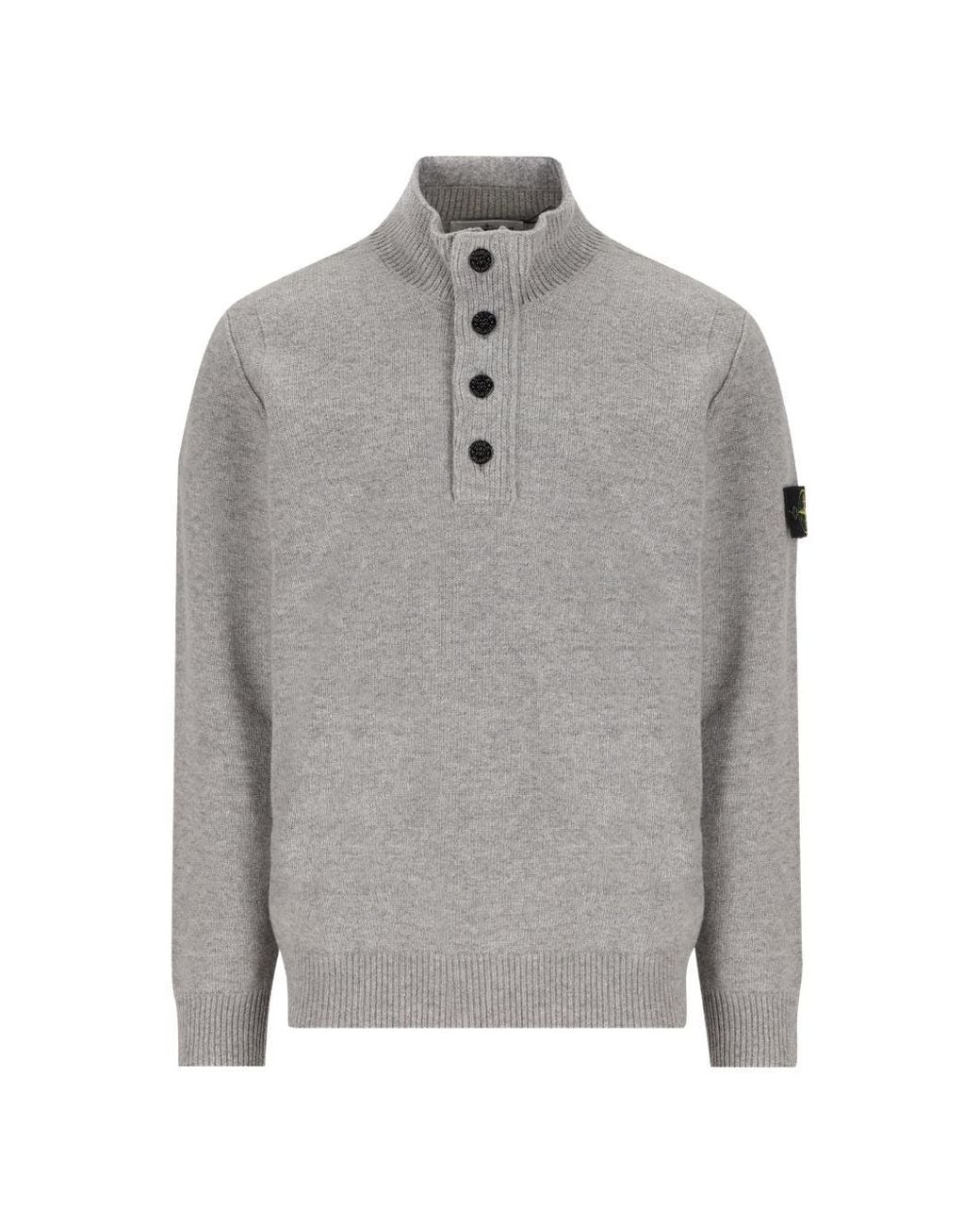Stone Island Gray Wool Turtle-Neck Sweater