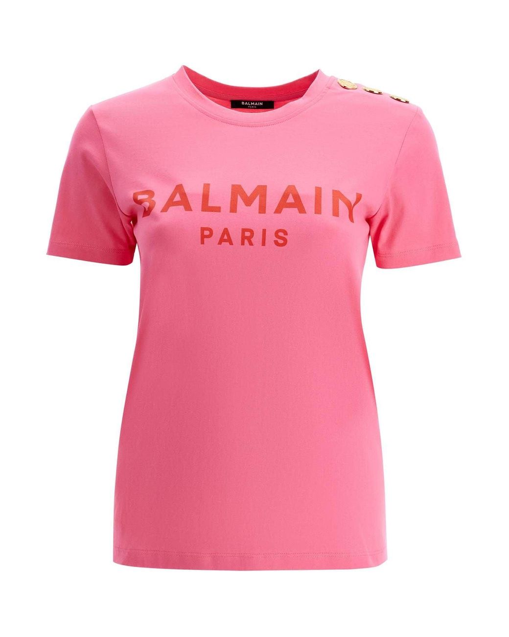 BALMAIN ロゴフロックコットンジャージーTシャツ BALMAIN コットンジャージー Tシャツ フロック加工のロゴ入り