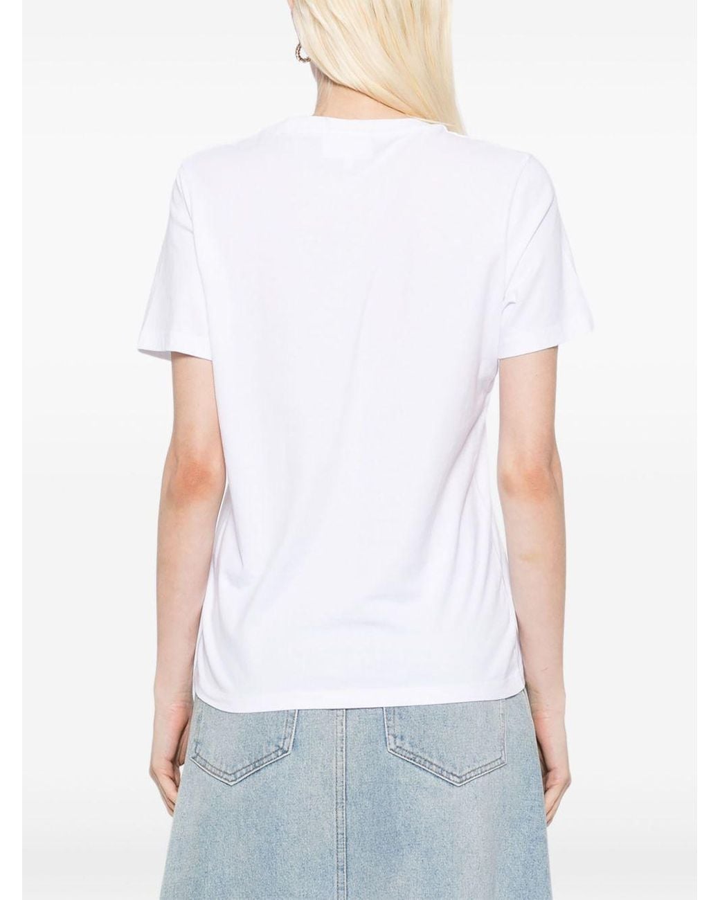 Maison Kitsuné Gestreept T-Shirt in het White