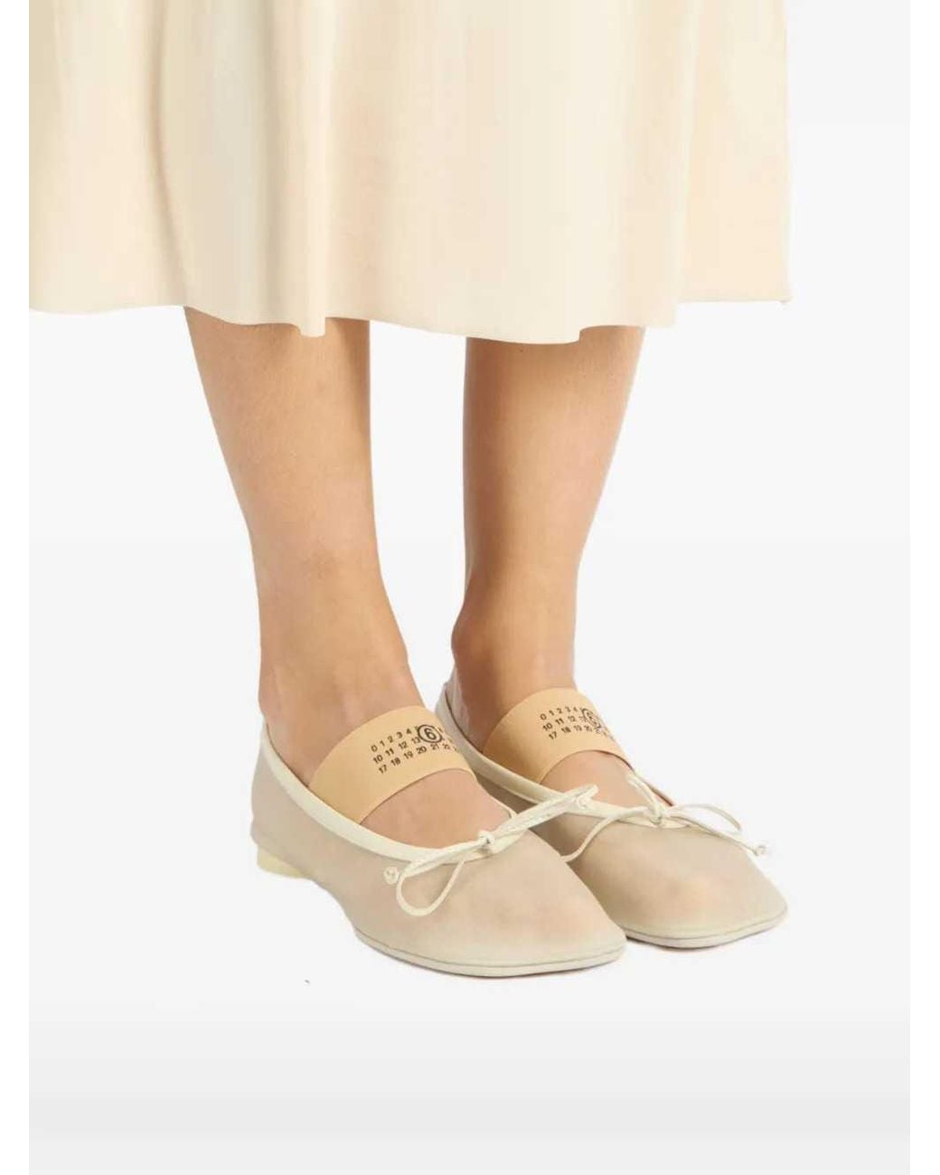 MM6 by Maison Margiela White Ballerinas With Inserts