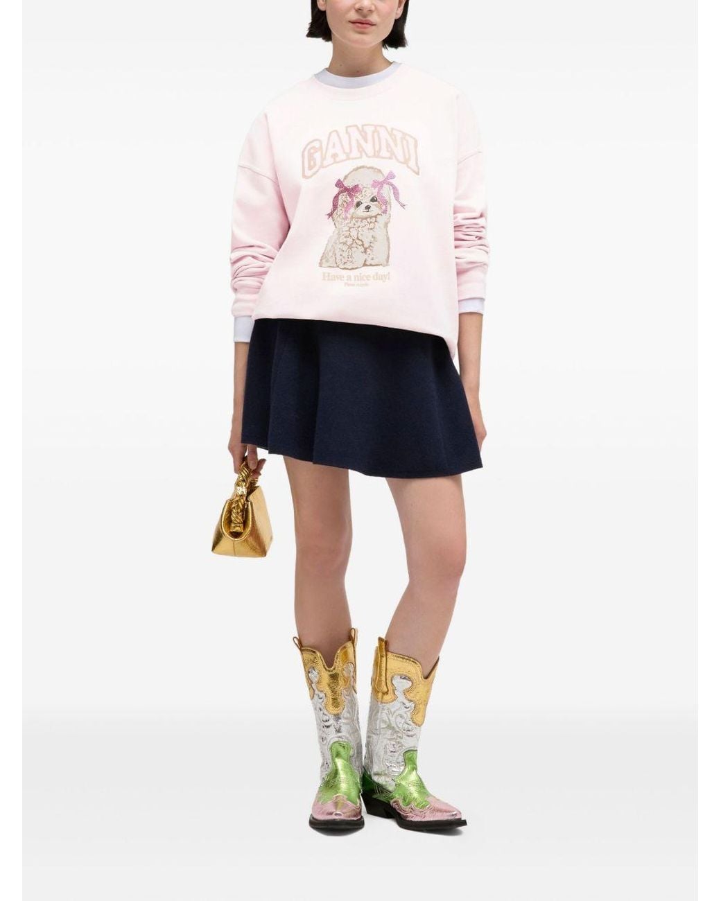 Ganni Pink Puddle Organic Cotton Sweater