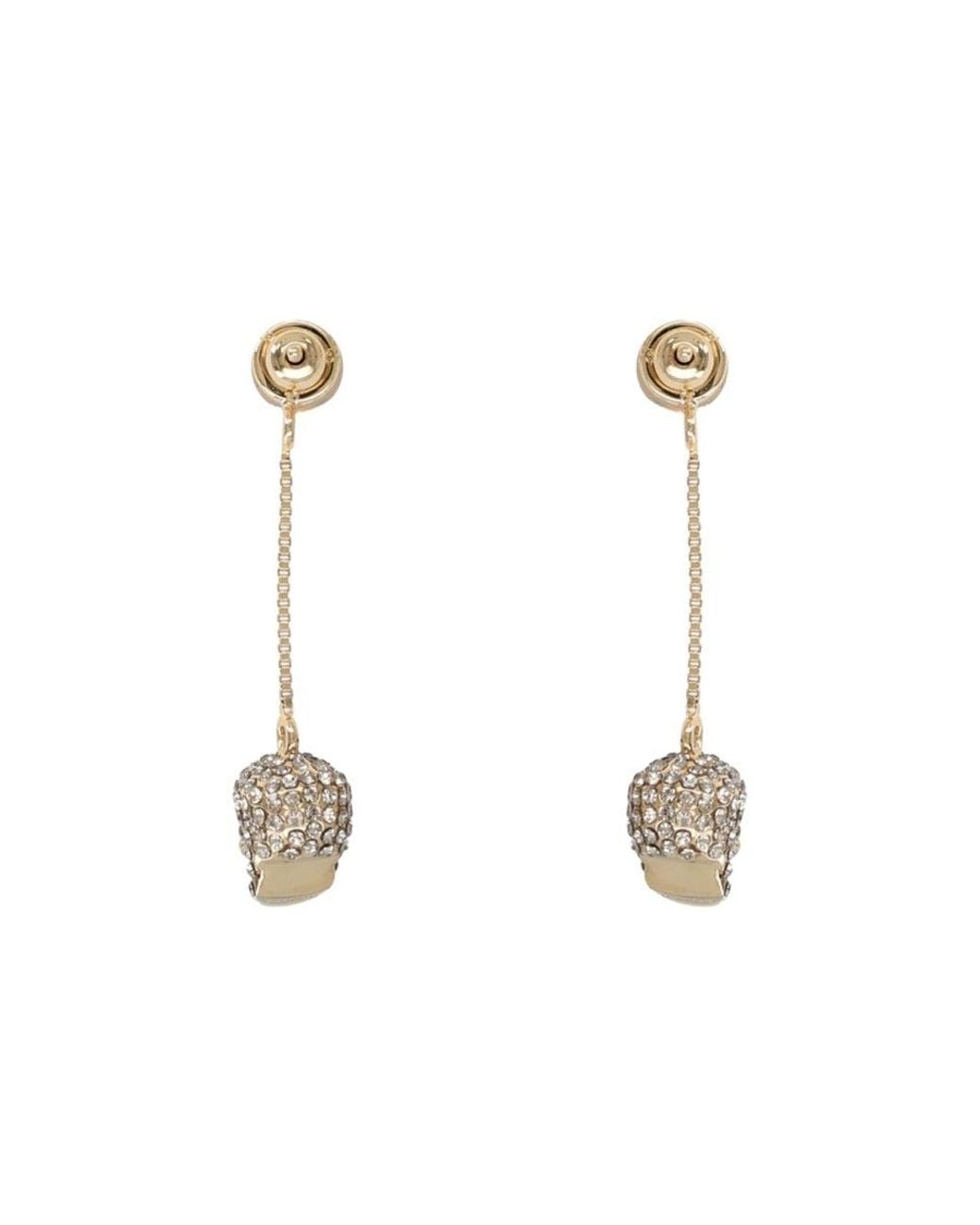 McQueen White Alexander Mc Queen "Skull" Dangle Earrings