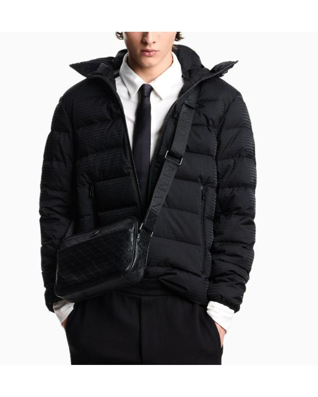 Emporio Armani Black Embossed Leather Eagle Bag