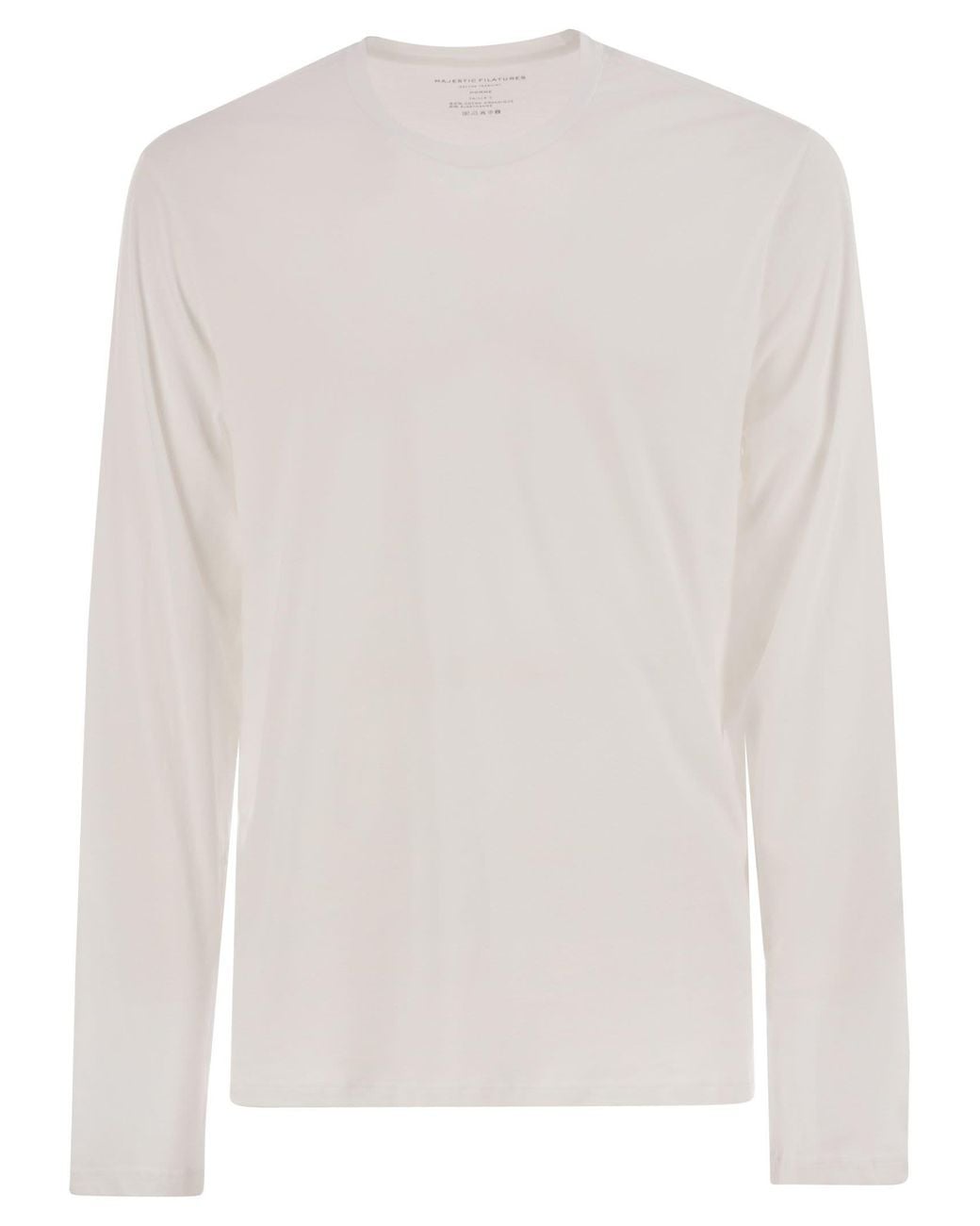 Majestic White Long Sleeved Crew Neck T Shirt