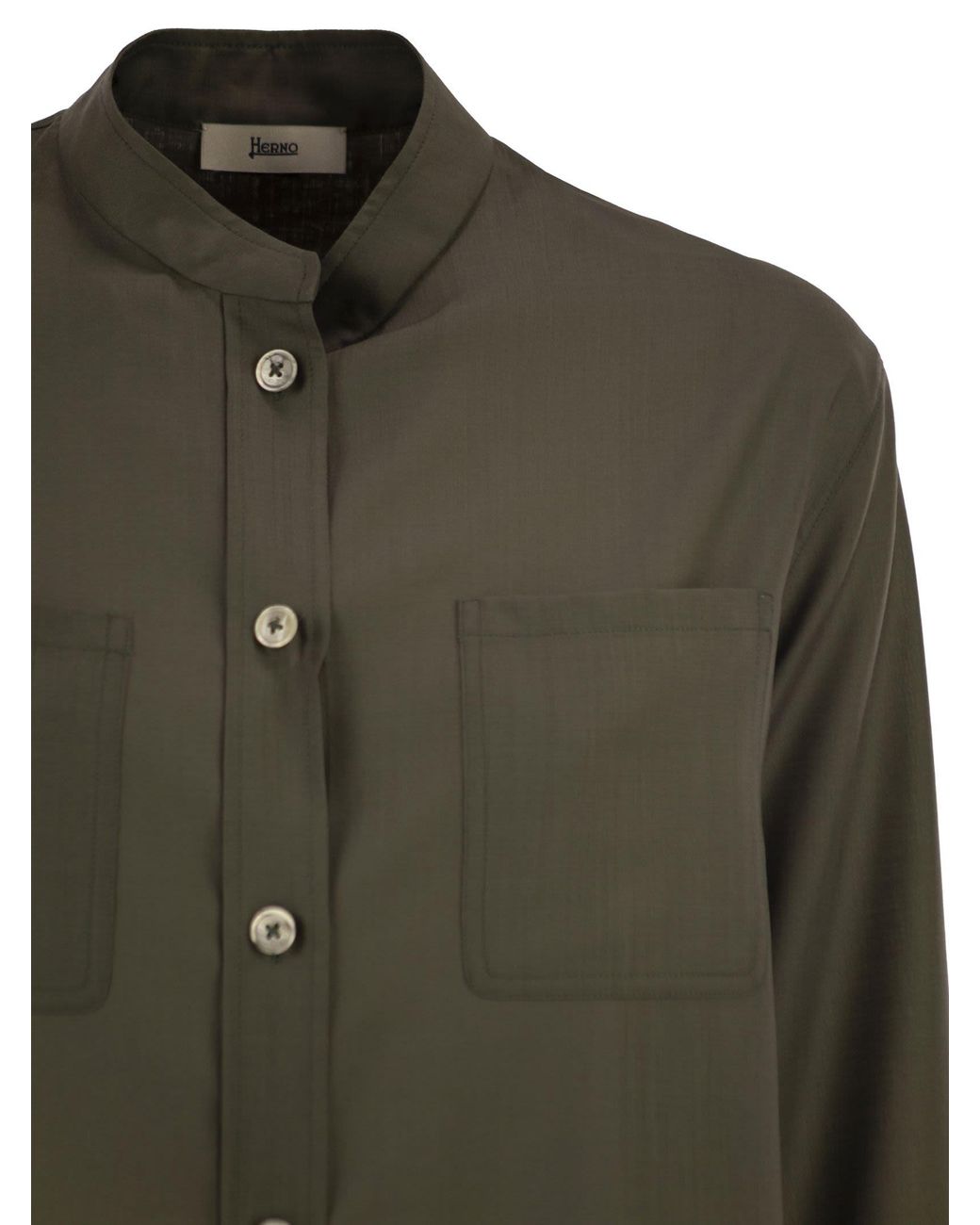 Herno Green Shirt With Chest Pockets