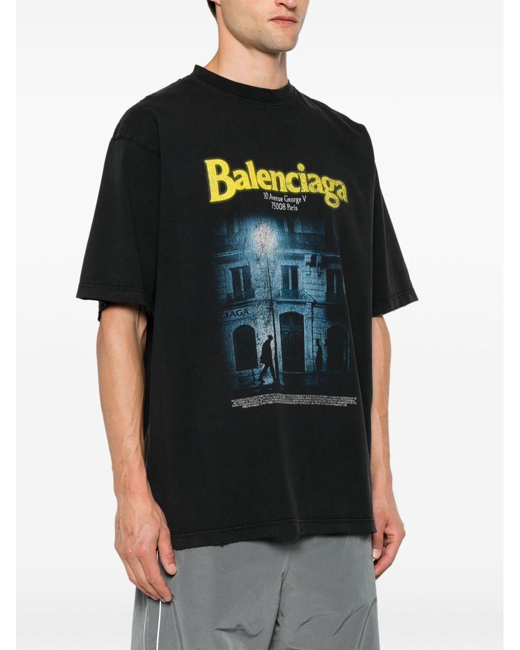 Balenciaga Black The Address Cotton T Shirt